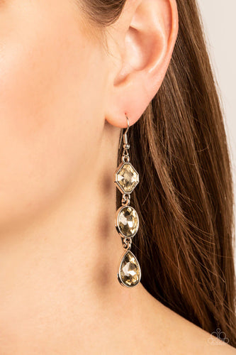 Reflective Rhinestones - Brown Earrings - Paparazzi