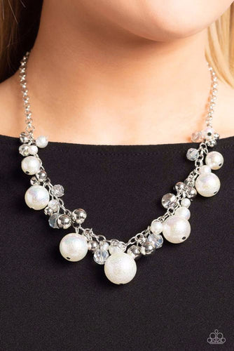 Scratched Shimmer - White Necklace - Paparazzi