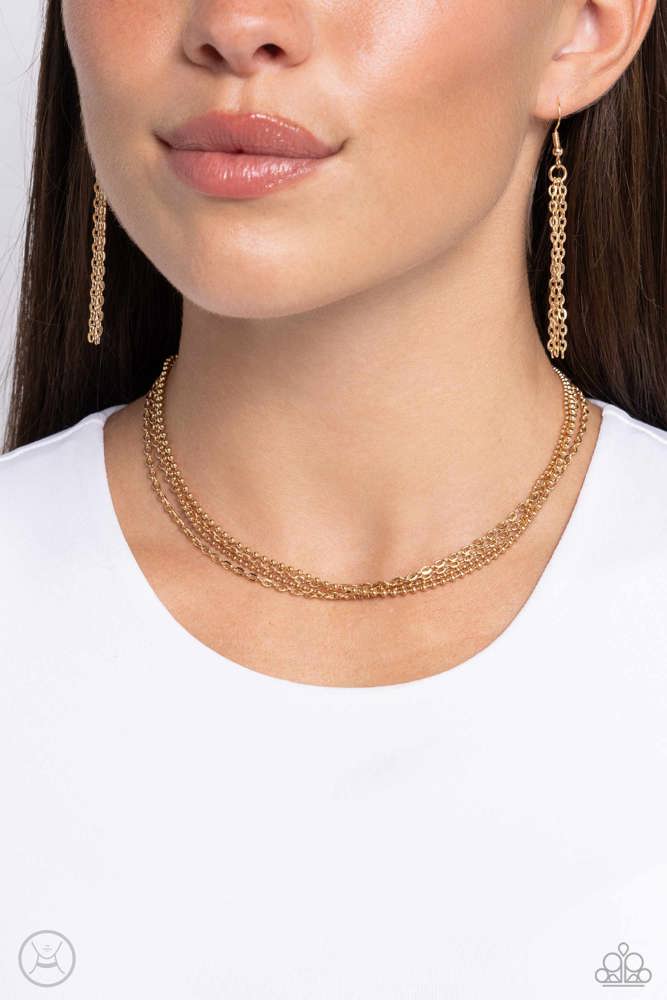 Industrial Independence - Gold Choker Necklace - Paparazzi