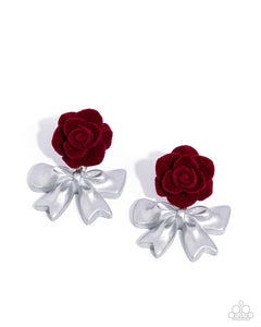 Rosette Rarity - Red Earrings - Paparazzi