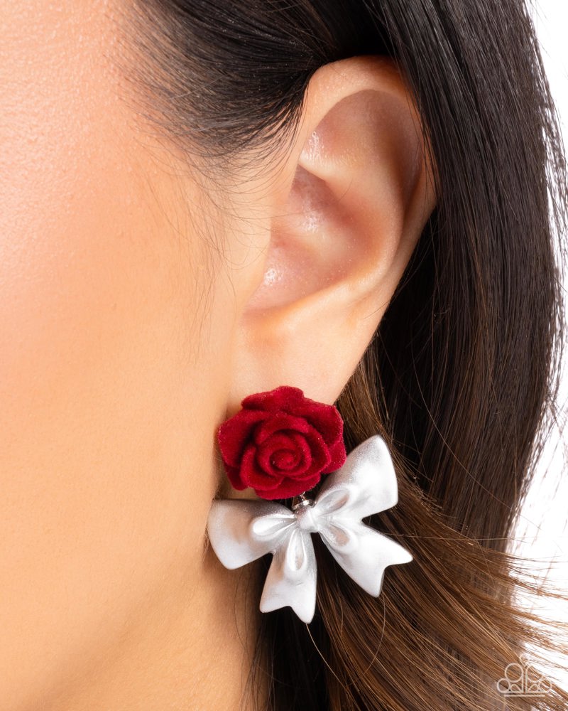 Rosette Rarity - Red Earrings - Paparazzi