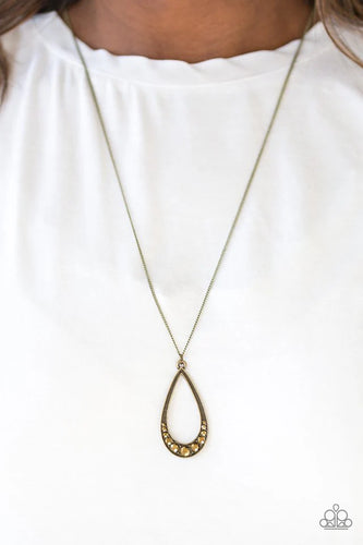 Teardrop Tease - Brass Necklace - Paparazzi