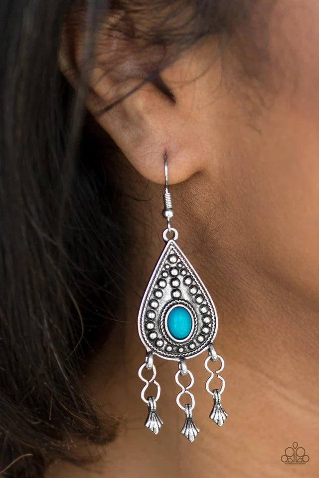 Sahara Song - Blue Earrings - Paparazzi
