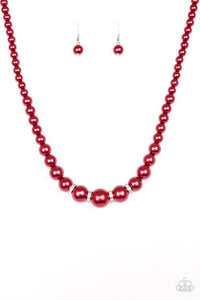 Party Pearls - Red Necklace - Paparazzi