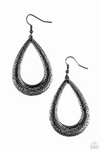 Straight Up Shimmer - Black Earrings - Paparazzi