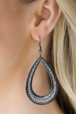 Straight Up Shimmer - Black Earrings - Paparazzi