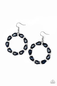 Ring Around The Rhinestones - Blue Earrings - Paparazzi