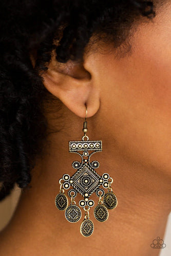 Unexplored Lands - Brass Earrings - Paparazzi