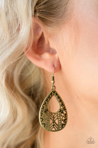 Alpha Amazon - Brass Earrings - Paparazzi