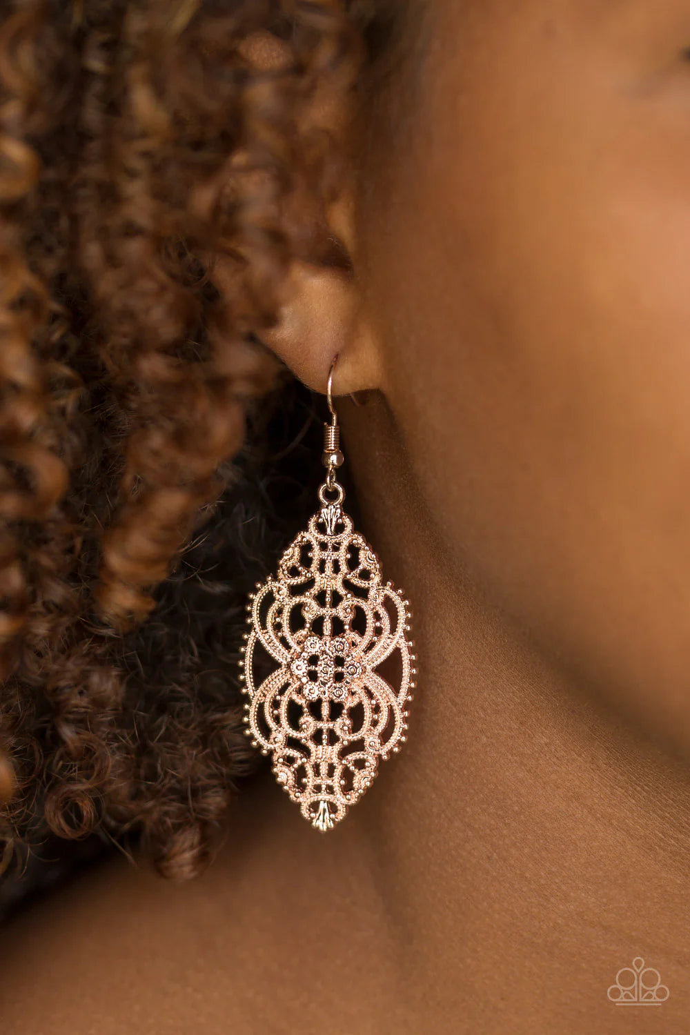 Ornately Ornate - Rose Gold Earrings - Paparazzi