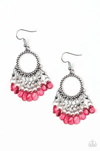 Paradise Palace - Red Earrings - Paparazzi