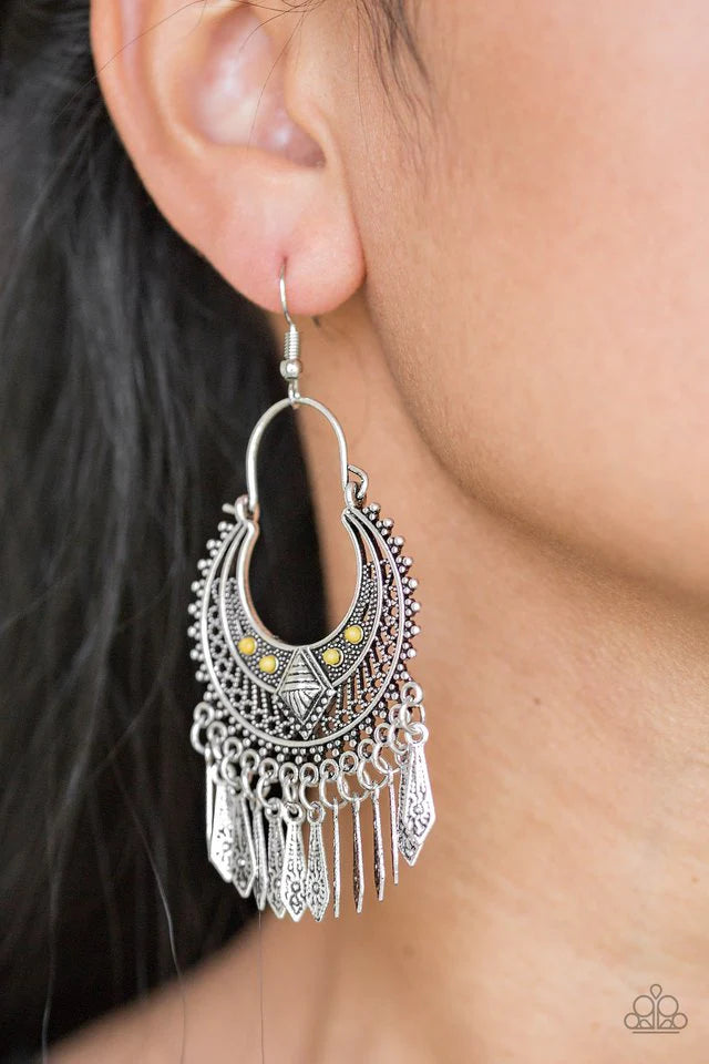 Walk On The Wildside - Yellow Earrings - Paparazzi