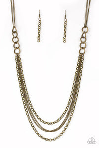 Mechanical Mayhem - Brass Necklace - Paparazzi