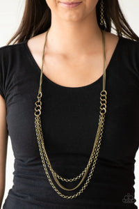 Mechanical Mayhem - Brass Necklace - Paparazzi