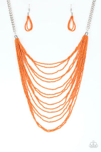 Bora Bombora - Orange Necklace - Paparazzi