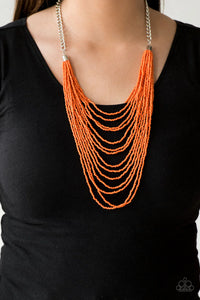 Bora Bombora - Orange Necklace - Paparazzi