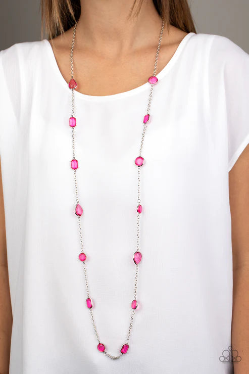 Glassy Glamorous - Pink Necklace - Paparazzi