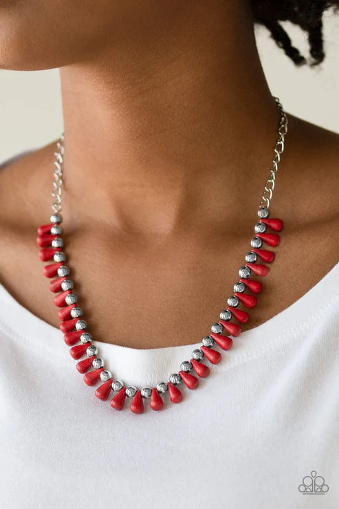 Extinct Species - Red Necklace - Paparazzi