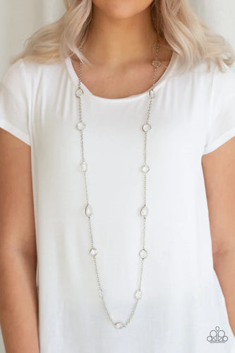 Glassy Glamorous - White Necklace - Paparazzi