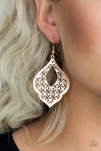 Totally Taj Mahal - Rose Gold Earrings - Paparazzi