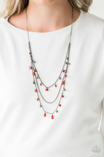 Pebble Beach Beauty - Red Necklace - Paparazzi