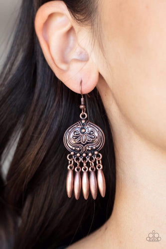 Future, PASTURE, and Present - Copper Earrings - Paparazzi