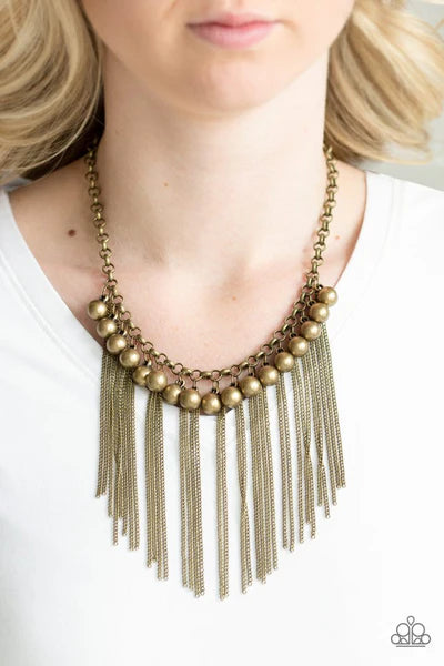 Powerhouse Prowl - Brass Necklace - Paparazzi