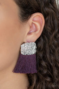 Plume Bloom - Purple Earrings - Paparazzi