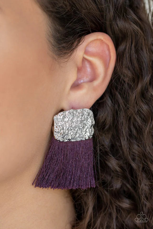 Plume Bloom - Purple Earrings - Paparazzi