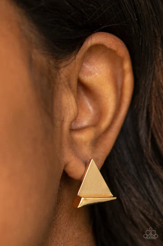 Die TRI-ing - Gold Earrings - Paparazzi