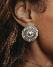 Load image into Gallery viewer, Enfolded Edge - White Earrings - Paparazzi