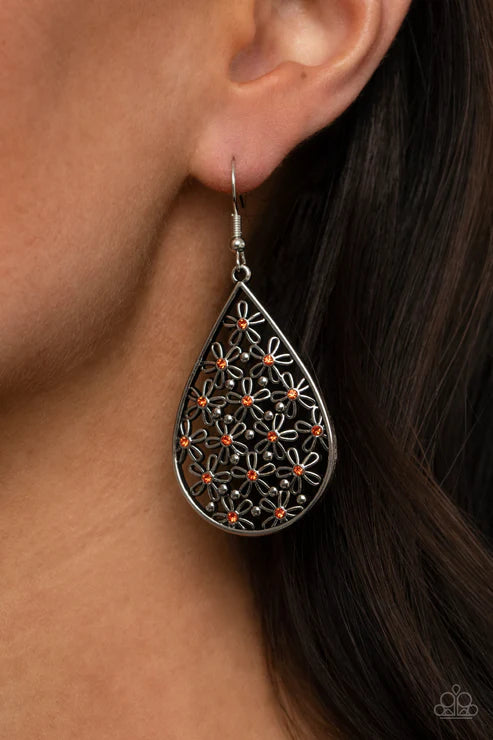 Tick, Tick, BLOOM! - Orange Earrings - Paparazzi