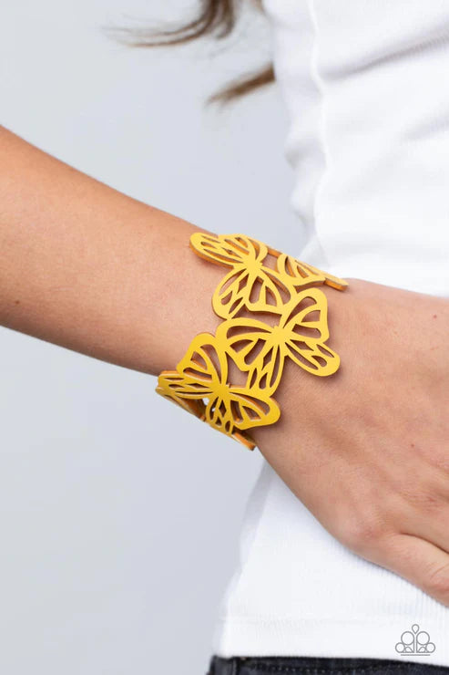 Butterfly Breeze - Yellow Bracelet - Paparazzi