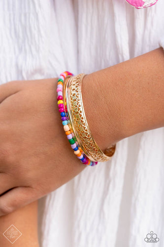 Multicolored Medley - Gold Bracelet - Paparazzi