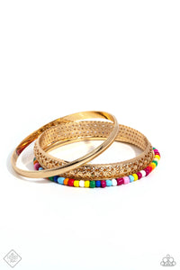 Multicolored Medley - Gold Bracelet - Paparazzi