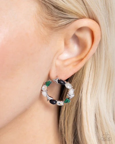 Triangular Talent - Green Earrings - Paparazzi