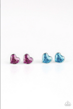 Load image into Gallery viewer, Starlet Shimmer - Kids Glitter PINK Heart Earrings