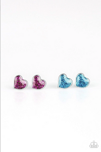 Starlet Shimmer - Kids Glitter PINK Heart Earrings