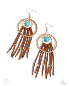 Texan Tapestry - Gold Earrings - Paparazzi