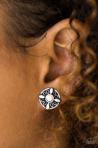 WEST-Kept Secret - White Earrings - Paparazzi