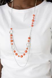 Party Dress Princess - Orange Necklace - Paparazzi