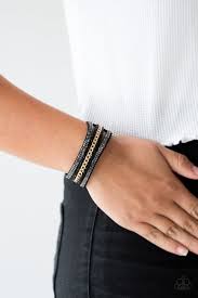 Rollin In Rhinestones - Black Bracelet - Paparazzi