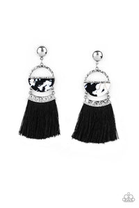 Tassel Trot - Black Earrings - Paparazzi