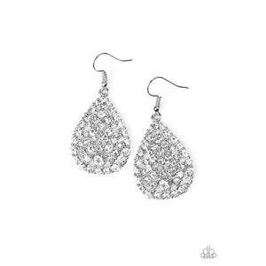 Sparkle Brighter - White Earrings - Paparazzi