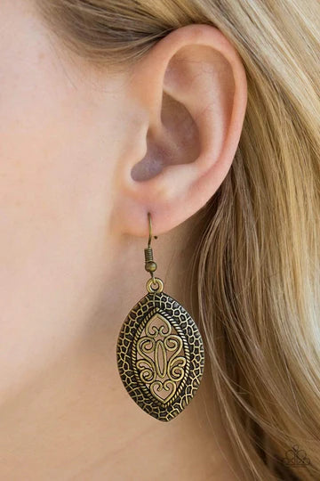 Tribal Tribute - Brass Earrings - Paparazzi