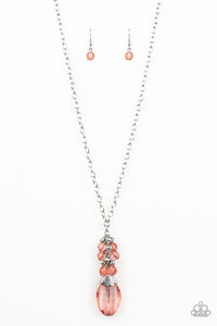 Crystal Cascade - Orange Necklace - Paparazzi