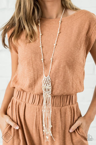 Macrame Majesty - White Necklace - Paparazzi