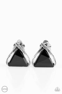 Elegant Edge - Black Earrings - Paparazzi (Clip-on)