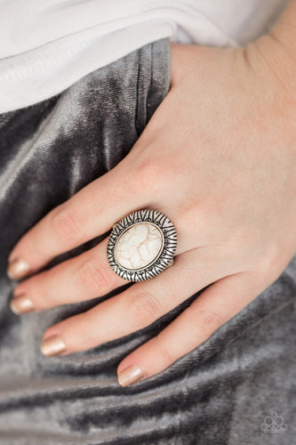 Surfin Sand Dunes - White Ring - Paparazzi