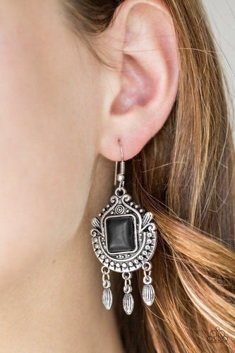 Open Pastures - Black Earrings- Paparazzi